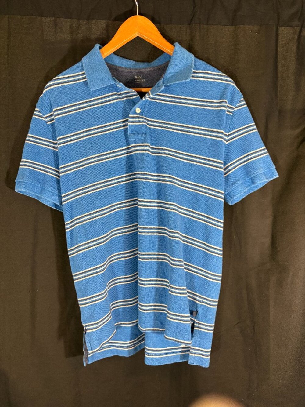 Vintage GAP Classic Polo Shirt Mens Large Blue Horizontal Y2K
